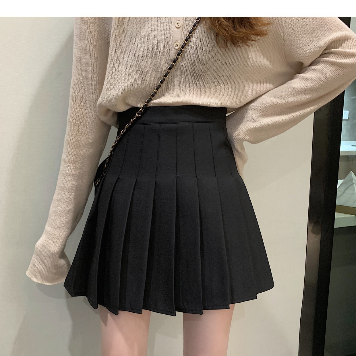 Slim Look All-match Hip Skirt Covering Pleated Skirt High Waist Short Umbrella Skirt Women's Summer chubby girl New Corduroy Skirt A- line