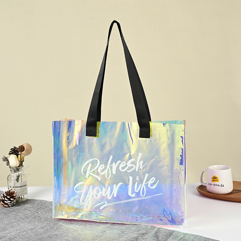 pvc laser bag custom transparent creative handbag custom Internet celebrity jelly bag wholesale colorful laser clothing bag