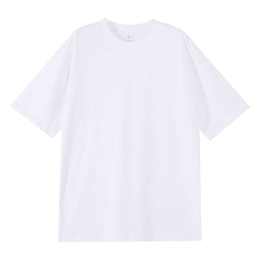40 pure cotton pullover loose large plate European and American fashion brand solid color short sleeve T-shirt men and women with round neck shirt summer