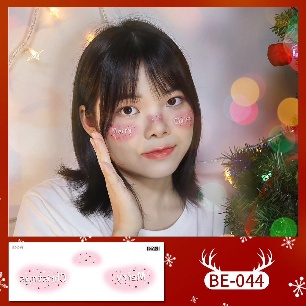 Picture of New cute Christmas face tattoo stickers love snowflake elk girl blush makeup face stickers cross-border in stock