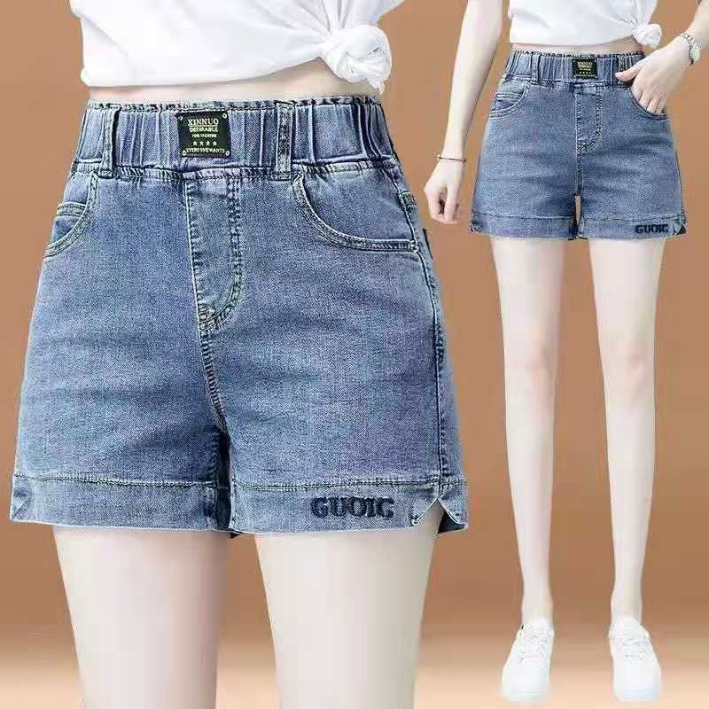 2025 High Waist Denim Shorts Women's Summer New Korean Style Large Size Slimming Loose