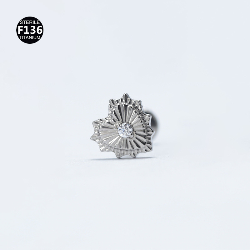 Picture of F136 Titanium Alloy Hollow Love Flower Batch Flower Peach Heart Lip Nail Ear Bone Nail Tragus Small Ear Bone Nail 0.9 Teeth
