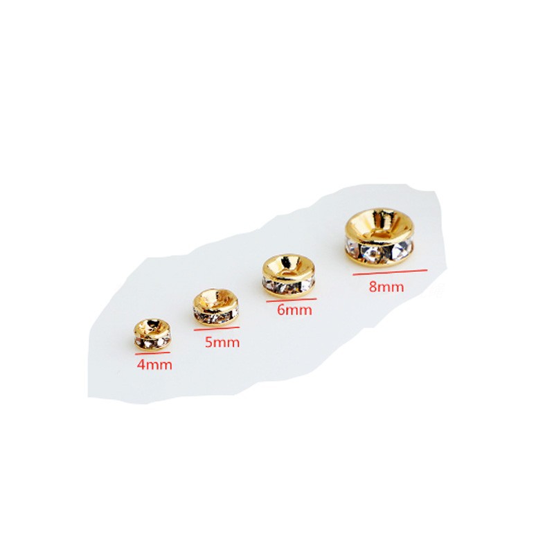 Picture of 14K gold inlaid zircon beads handmade diy jewelry diamond ring spacer round wheel beads loose beads accessories color retention