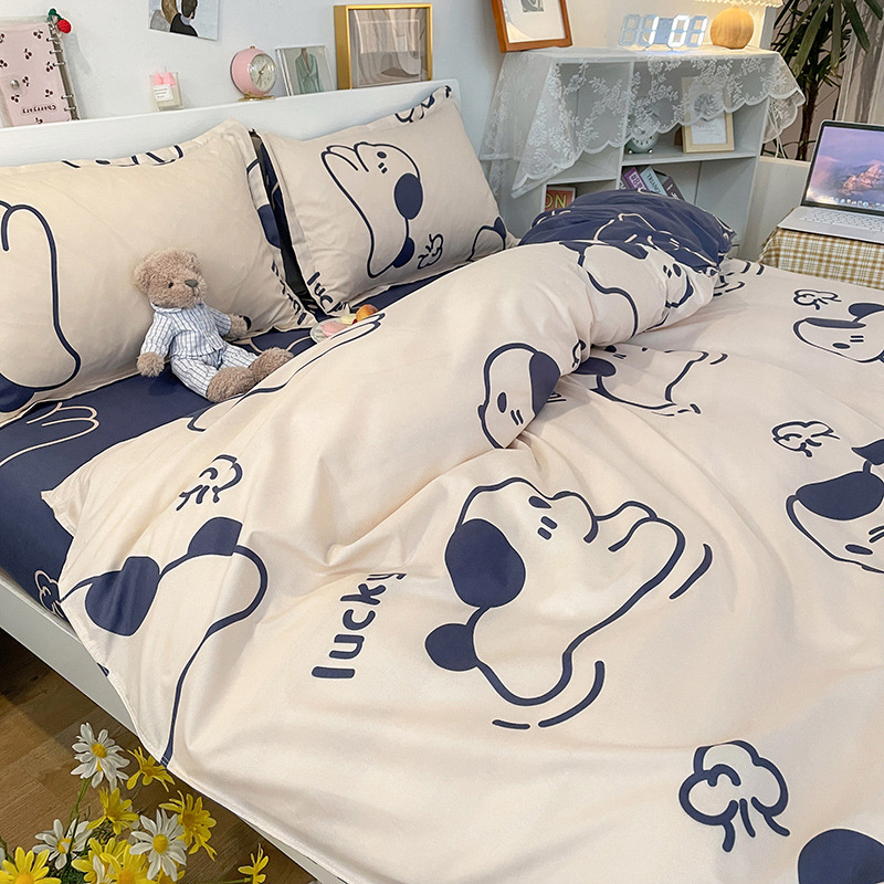 Picture of Small Fresh Summer Four-piece Bed Sheet Quilt Cover Single Student Dormitory Three-piece Cartoon Bedding