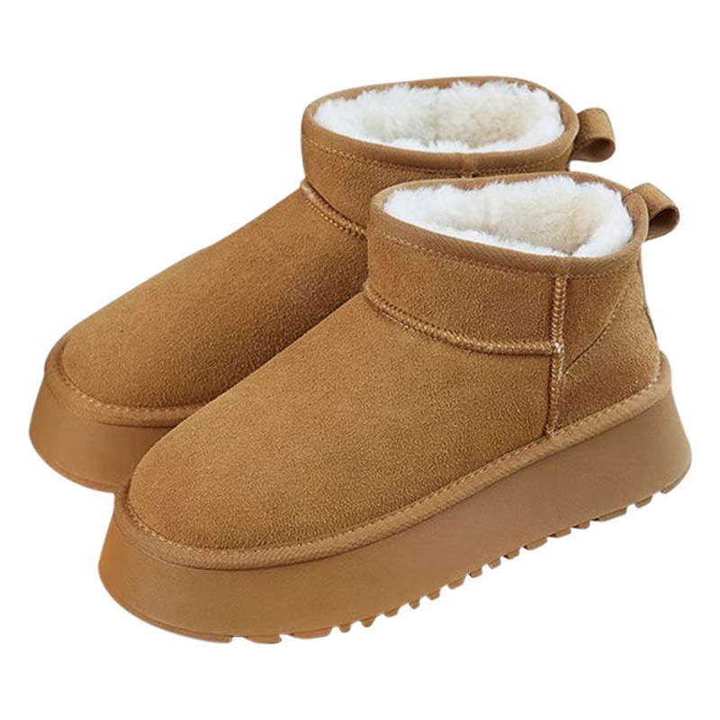 Women's thick-soled snow boots new women's shoes fleece-lined thick warm non-slip short snow shoes cotton-padded shoes one-piece delivery
