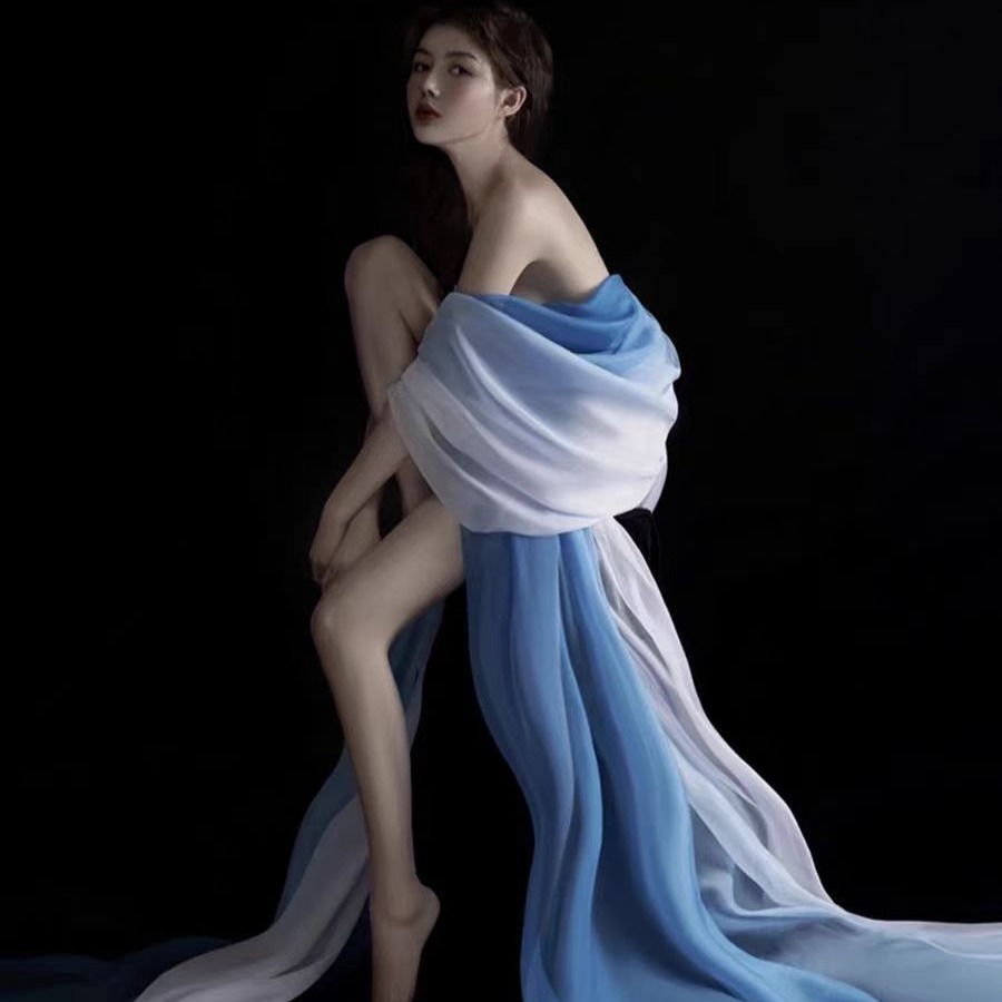 Dance Photography Photo Gradient Silk Scarf Art Photo Props Dance Performance Elegant Body Etiquette Scarf