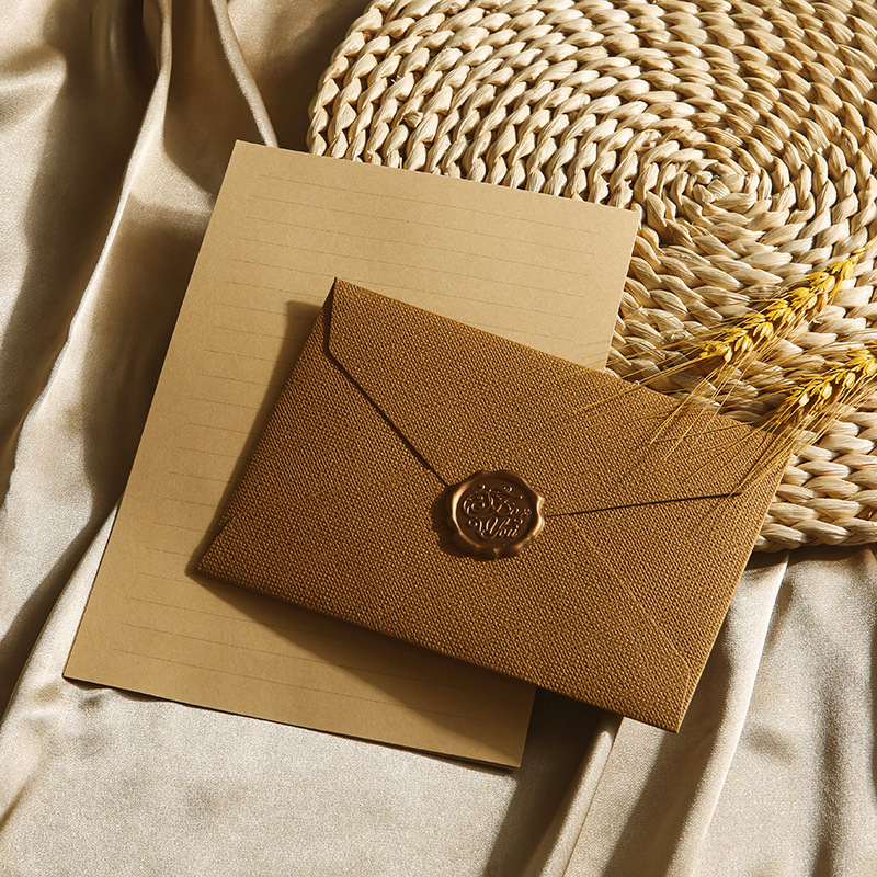 Picture of Letterhead Envelope Set Thickened linen Envelope Handwritten Love Letters for Male Girlfriend to Confess Birthday Greeting Card Exquisite Letterhead