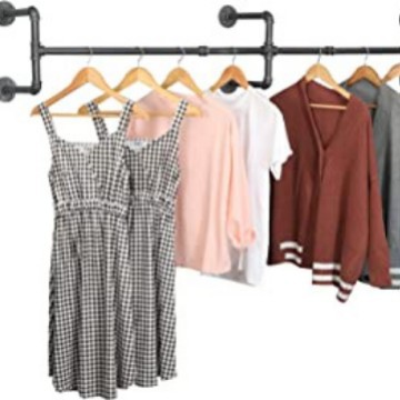 Picture of Industrial Style Metal Wall Hanging Clothes Rack Clothing Store Wrought Iron Coat Rack Clothing Props Old Water Pipe Hanger