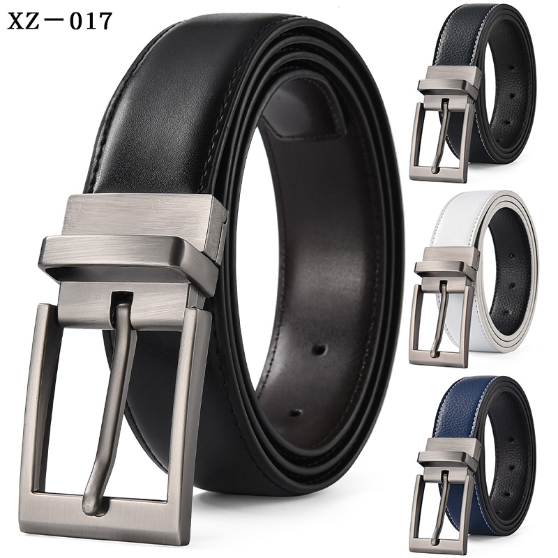 New foreign trade men's pin buckle belt leisure perforated belt rotating buckle leather Joker pants belt a generation of hair