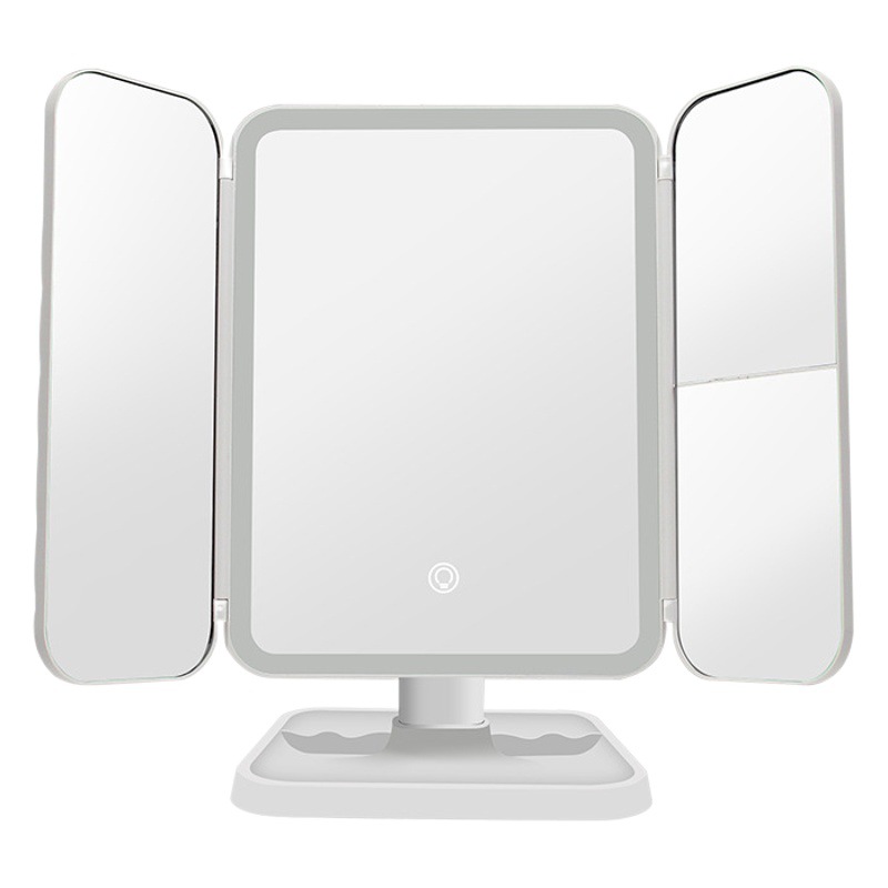 Led Makeup Mirror Smart Adjustable Three-Color Light Makeup Mirror Desktop Desktop Fill-In Light Mirror One-Click Touch Charging Model