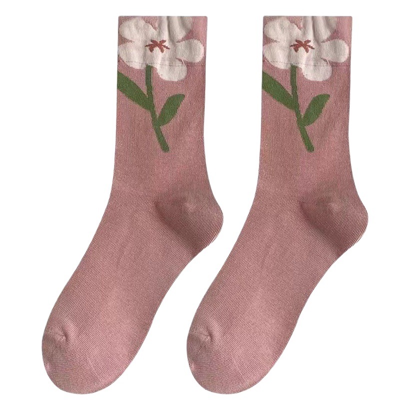 Cute flower socks women's spring, summer and autumn three-dimensional small petal mid-calf length socks sweet style stockings niche personalized college socks