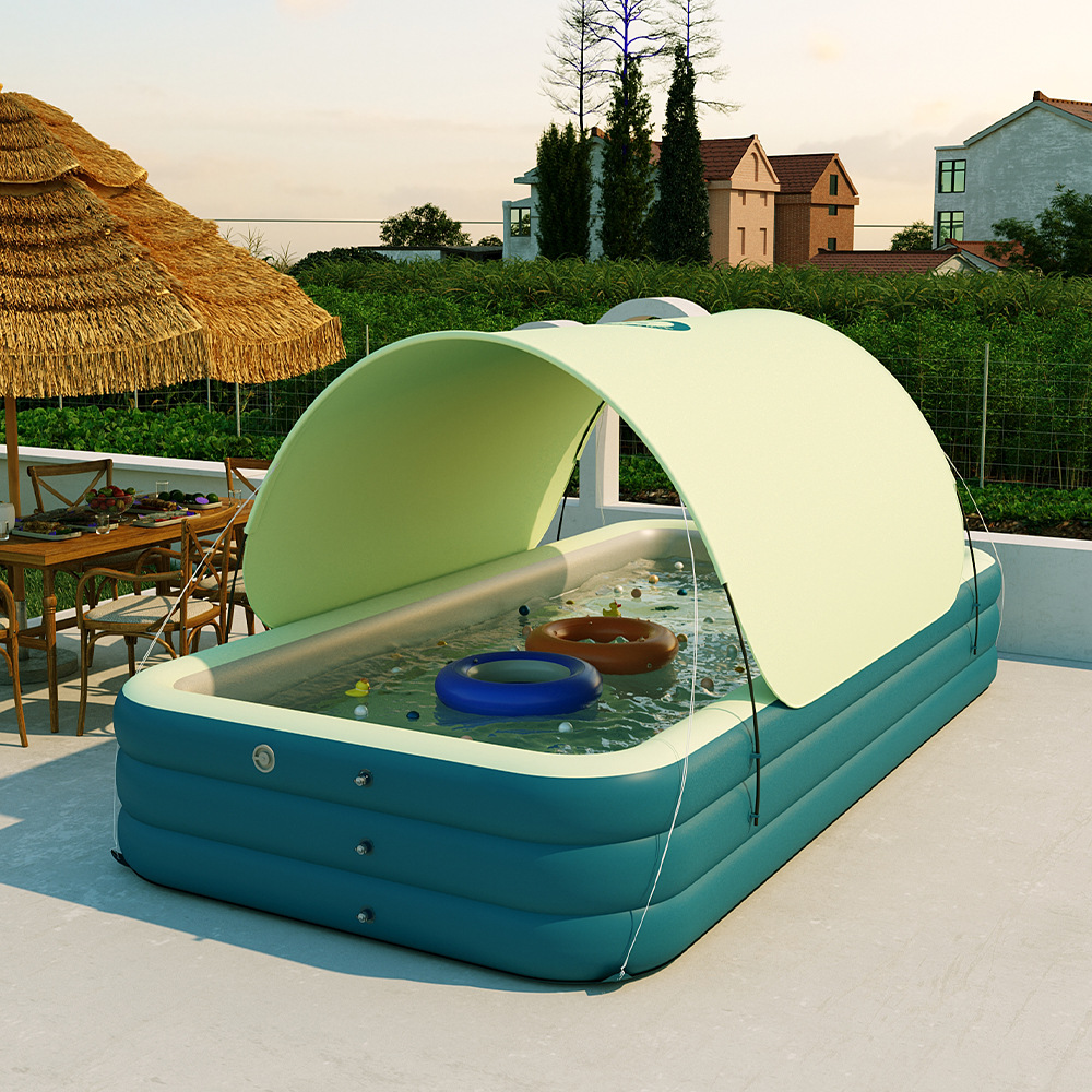 Picture of Automatic inflatable children's inflatable swimming pool slide large naughty Castle thickened awning accessories factory