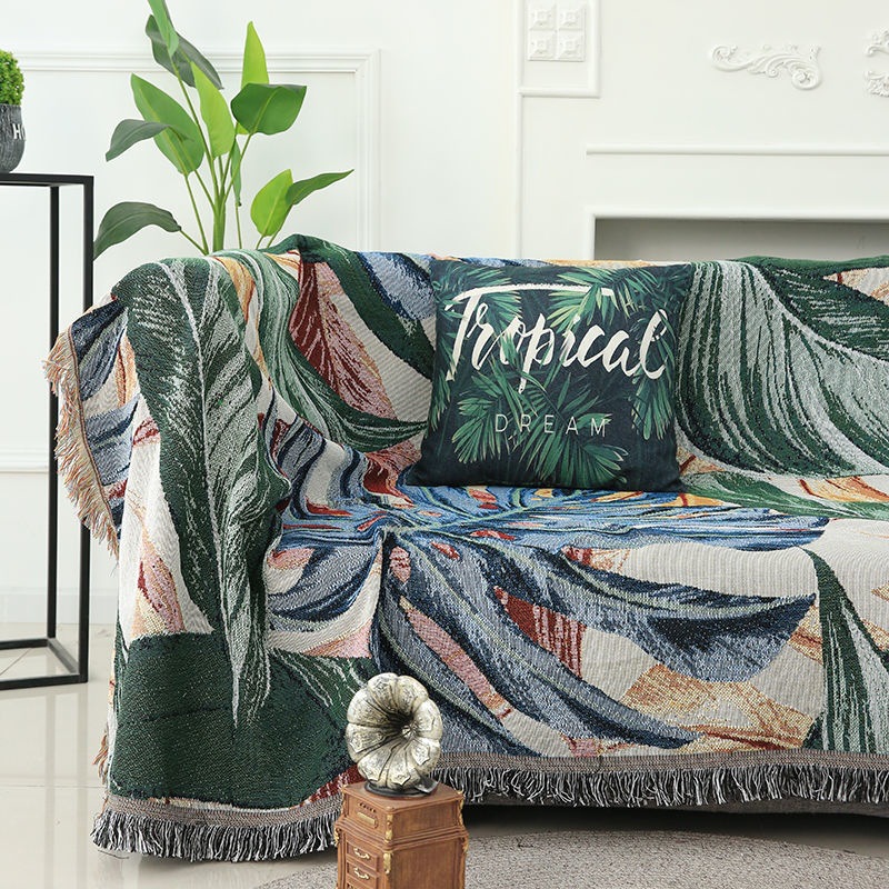Scandinavian Retro Ins Universal Dustproof Cover Blanket Sofa Blanket Sofa Cover Single and Double Nap Bed Cover Blanket Multi-Function
