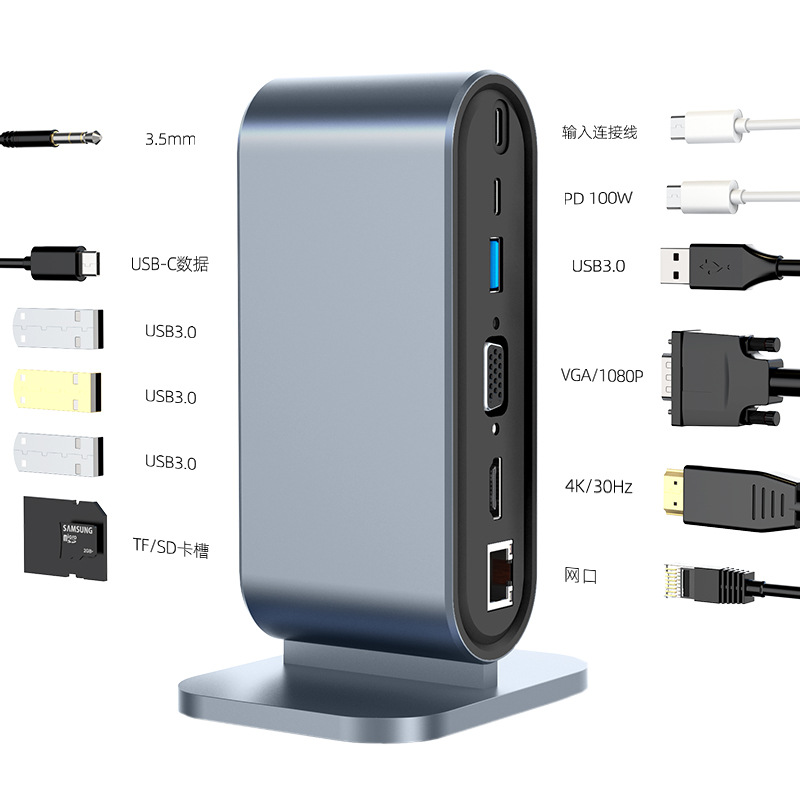 Picture of Cross-border multi-interface docking station type c hub3.0 hub usb splitter gigabit five-in-one docking station