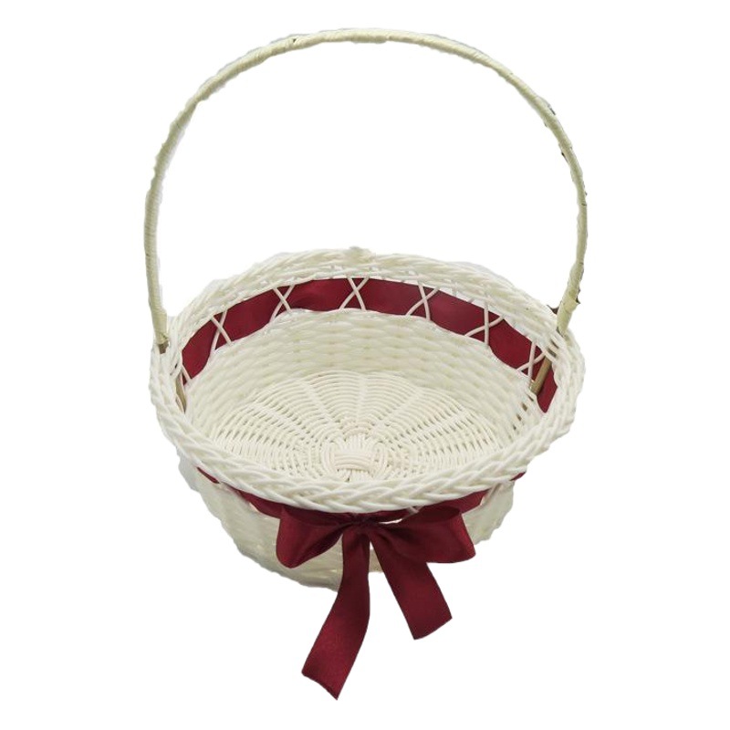 Wedding Hand-woven Flower Basket Custom Imitation Rattan Handheld Storage Basket Fruit Bread Bridal Flower Basket