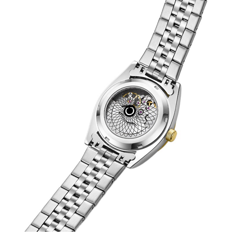 Factory wholesale automatic mechanical watch men's fashion elegant hollow array luminous waterproof men's watch foreign trade delivery