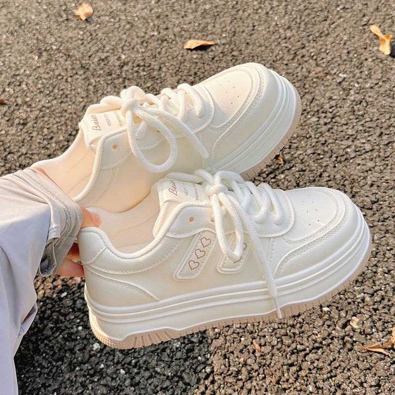 Autumn women's shoes small white shoes 2024 new explosions thick-soled increased with wide leg pants shoes Joker chic sneaker