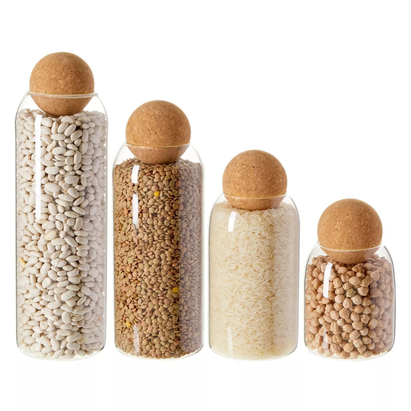 Picture of Light Luxury Transparent Round Glass Jar Cork Ball suit Sealed Jar Household Kitchen Storage Coffee Bean Storage Jar