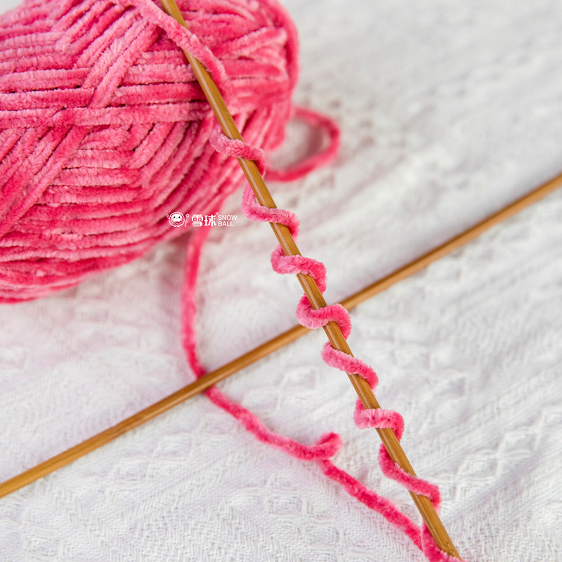 Picture of Carter Snowball Chenille Wool Thick Thread Warm Velvet Handmade DIY Crochet Gold Velvet Hook Shoe Thread Stick Needle Scarf Thread