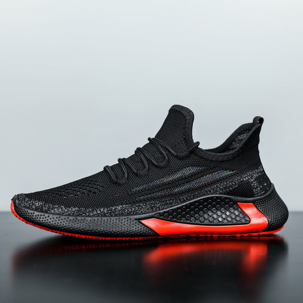 Men's Shoes Foreign Trade Spring New Flying Weaving Breathable Casual Shoes Low-top High-elasticity Sports Shoes Running Cross-border Shoes for Men