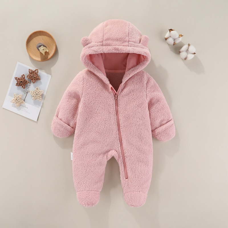 Picture of Cross-border baby jumpsuit autumn and winter thickened warm newborn baby clothes baby plus velvet pajamas climbing clothes