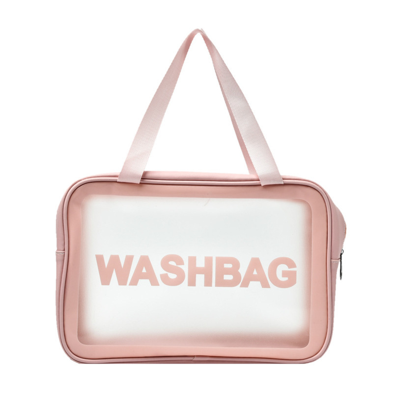 Picture of PVC Transparent Cosmetic Bag Simple Large Capacity Bath Bag PU Waterproof Portable Toiletry Bag Portable Travel Storage Bag