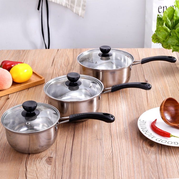 Picture of Cross-border Korean-style stainless steel soup pot with steaming lattice milk pot single handle double handle soup steamer multifunctional gift generation pot