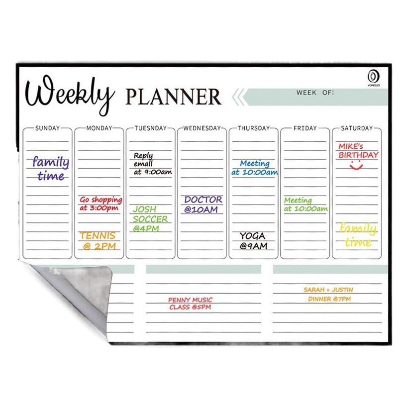 in stock Whiteboard Erasable Calendar Post suit Weekly Schedule Custom Movable Magnetic Message Board Refrigerator Sticker