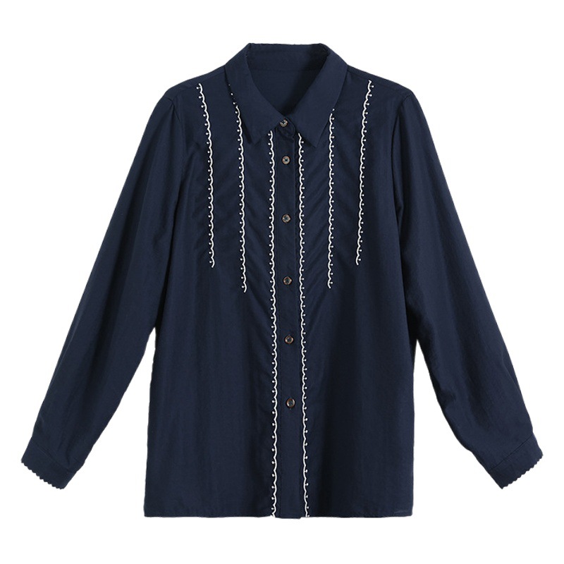 Picture of Real Shot of Ready-Made Large Size New Style Lace Tencel Shirt Slightly Fat Sister Women's Clothing 2025 Autum