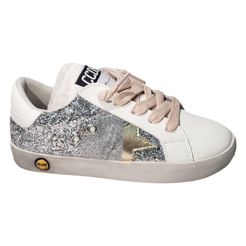 2807 white tail autumn new children's Star board shoes Korean fashion sequined girls' casual shoes soft bottom small dirty shoes