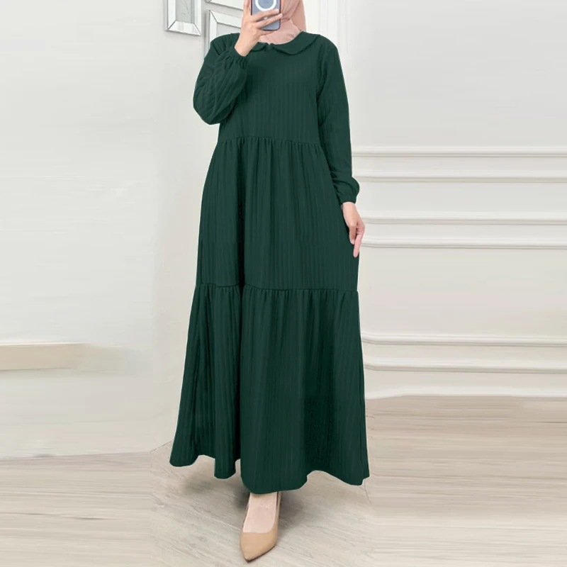 Picture of Cross-Border Muslim Women's Ruffle Skirt Puff Sleeve Dress Robe Dubai Turkish Sundress Middle Eastern Style