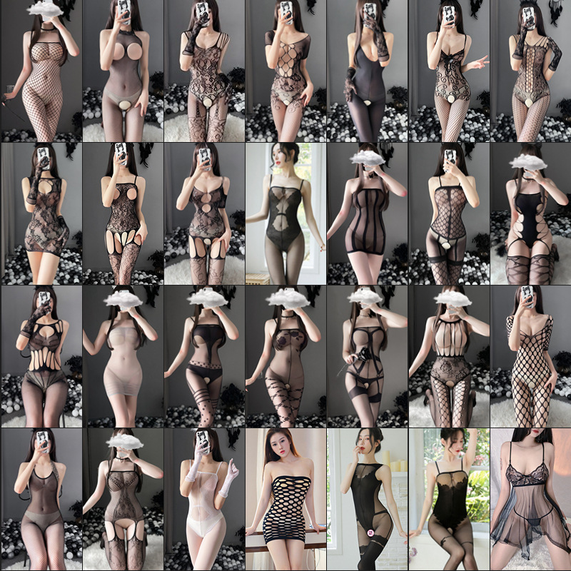 Foreign Trade Cross-border Large Size Sexy Underwear Women's All-in-One Socks Net Clothes Silk Stockings Crotch-free Suit Passion Temptation