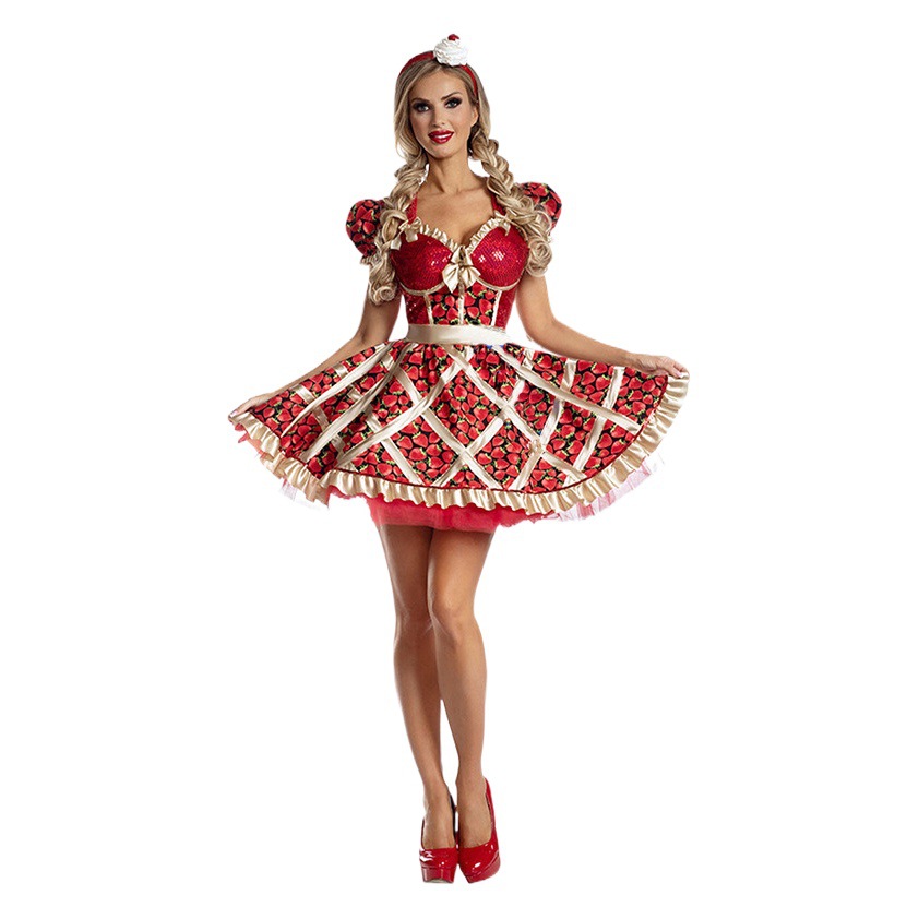 M-XL Halloween strawberry costume dress cos costume stage performance costume peach heart queen princess costume