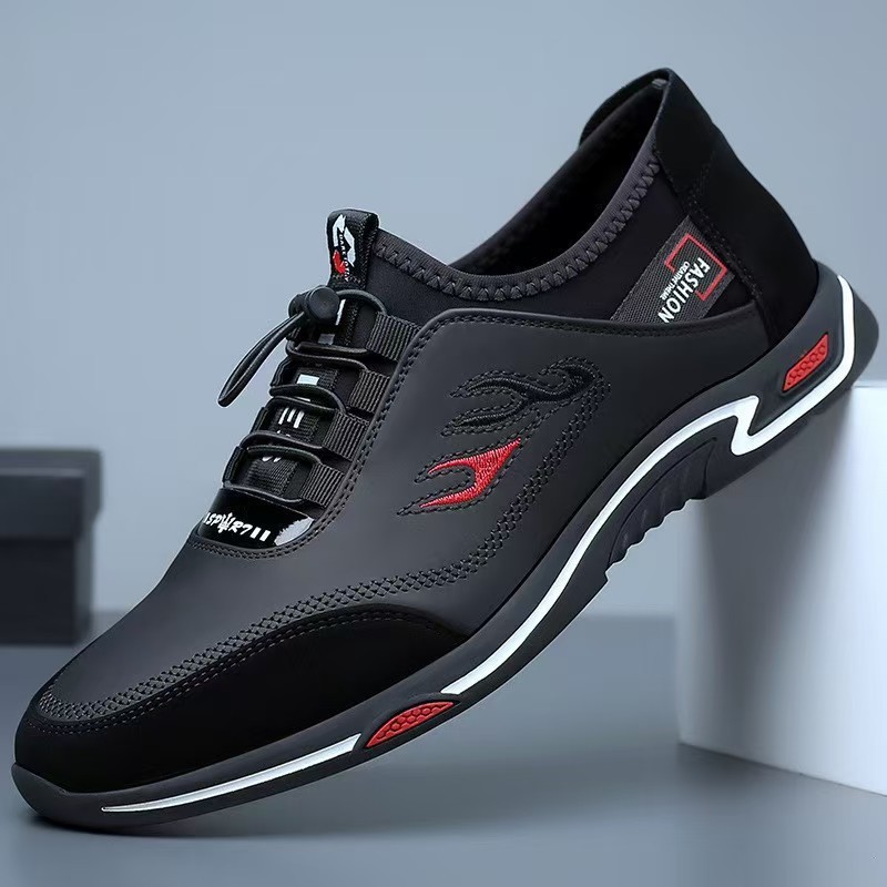 Men's Casual Fashion Versatile Trendy Small Leather Shoes New Men's Shoes Lace-Up Soft Sole Slip-On Youth Leather Shoes Cross-Border
