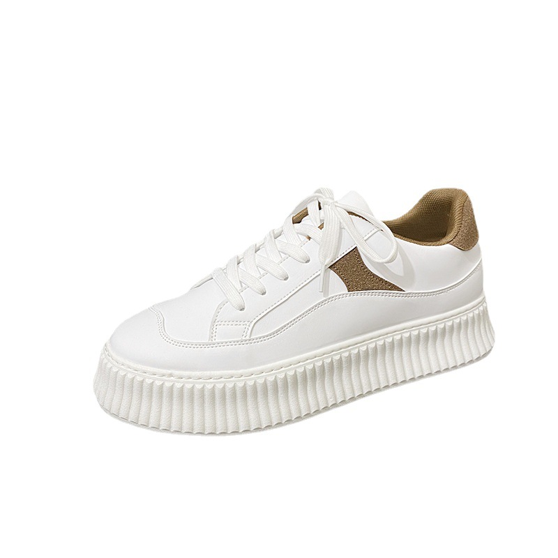 Picture of 2025 New Sneakers Thick Sole Ins Casual Sports Hong Kong Style Harajuku Ulzzang White Shoes Men's Trbottomy