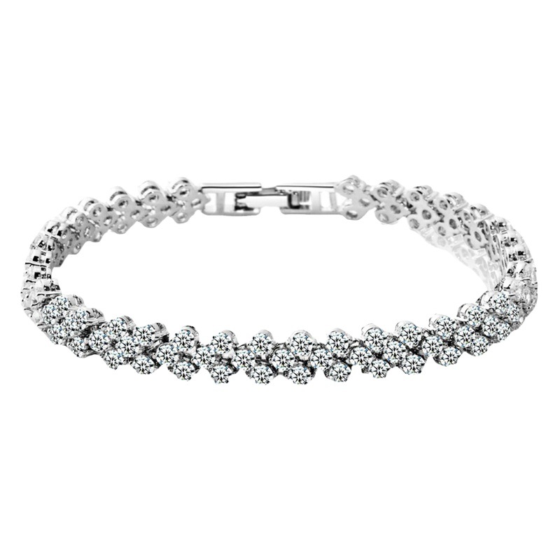 Popular Wish Export European and American Roman Bracelet Women's Zircon Crystal New Bracelet Ring Set with Diamonds Fashion Jewelry Full of Diamonds