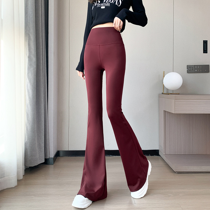 In Stock 2025 Autumn Stretchy Slim Fit Sharkskin Versatile Fitness Yoga Outerwear Extended Micro-Flared Pants
