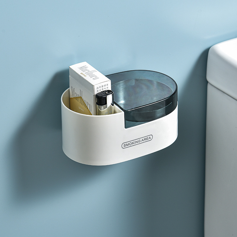Picture of Ashtray Household Toilet Toilet Toilet Storage Box Creative Personality Trend Stainless Steel Non-perforated Wall Ashtray