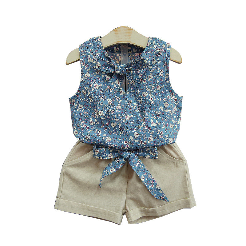 Picture of Children's Clothing Summer New Product 0-4 Year Old Baby Girl Korean Style Floral Bohemian Style Sleeveless Vest Shorts Two-Piece Set