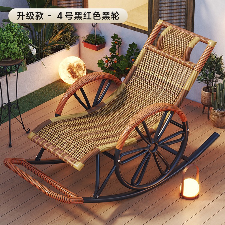 Picture of Imitation Rattan Rocking Chair for Adults, Lunch Break Balcony, Home Leisure, Sleeping and Lying, Summer Living Room, Leisure Lounge Chair for the Elderly