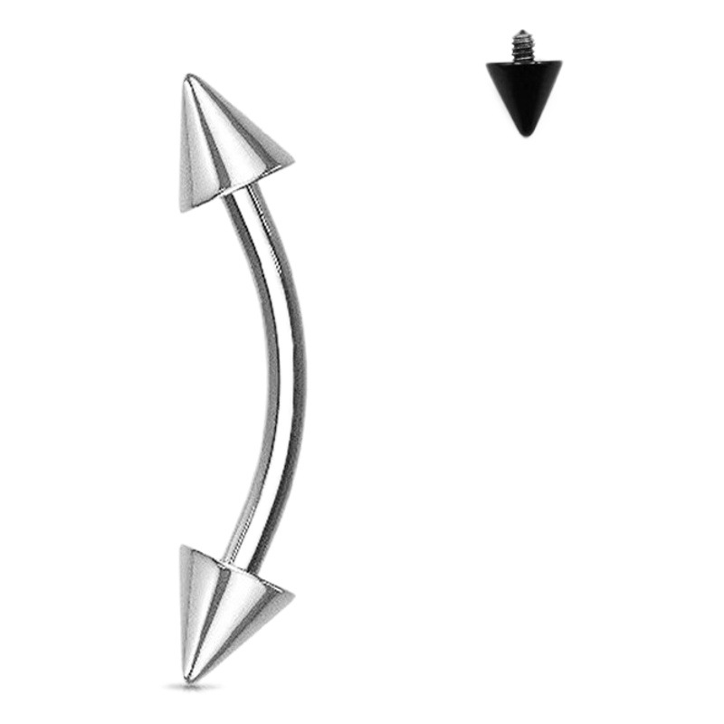 F136 Titanium Earrings with Inner Teeth, Double-Ended Curved Rod, Simple Ball Earrings, G23 Titanium Alloy Body Piercing Jewelry, Eyebrow Nails
