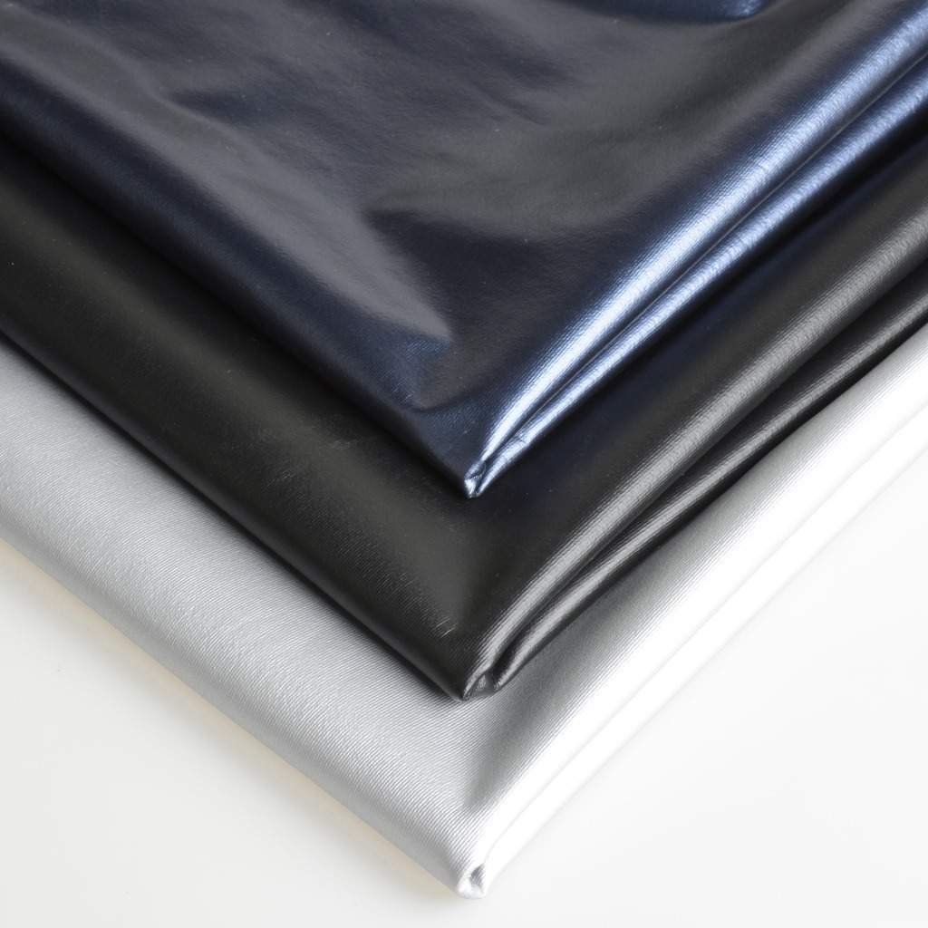 Picture of Silver film stretch sports fabric release paper waterproof composite fabric blue transfer coating sweat clothing fabric
