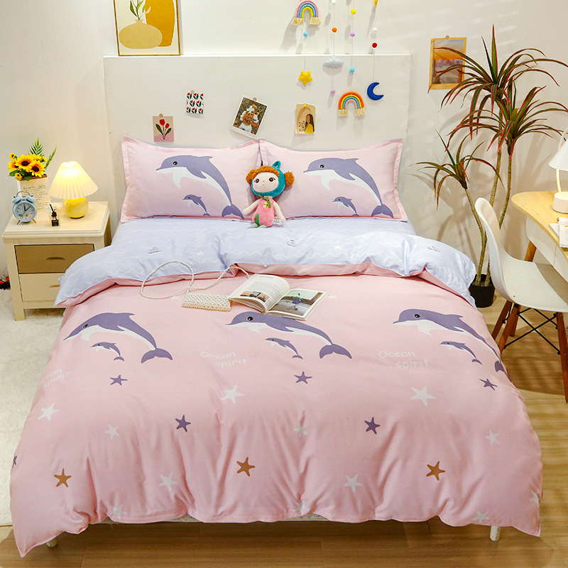 Picture of Four-Piece Brushed Skin-Friendly Thickened Duvet Cover Set, Student Dormitory Three-Piece Quilt Set, Suitable for All Seasons, Internet Celebrity Hot Item