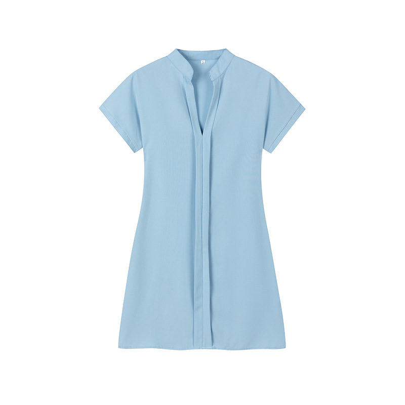 Picture of 2024 spring and summer European and American women's light ripe solid color short sleeve dress
