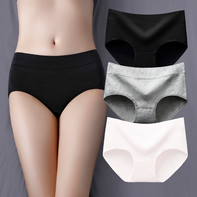 Women's underwear cotton mid-waist belly contracting seamless underwear hip lifting plus size briefs girls' underwear cotton fabric