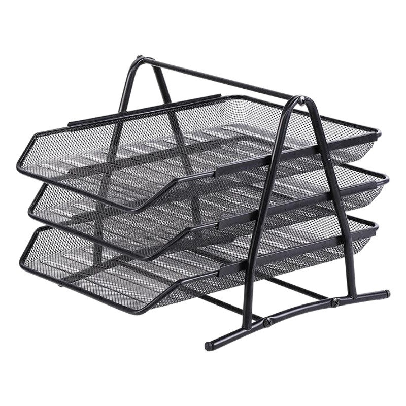 Picture of Hot selling metal iron net three-layer file tray file basket simple office supplies storage file rack wholesale