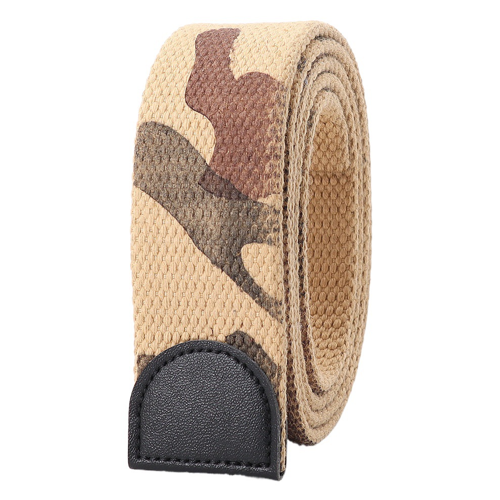 No Buckle Thickened Canvas Belt with Body Lined Belt Student Men's All-match Youth Jeans with Simple Strip