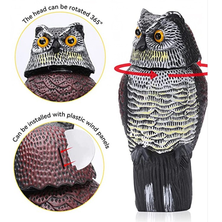Picture of Cross-border simulation owl ornaments decoration can shake his head garden rodent blow molding crafts scare bird props Amazon