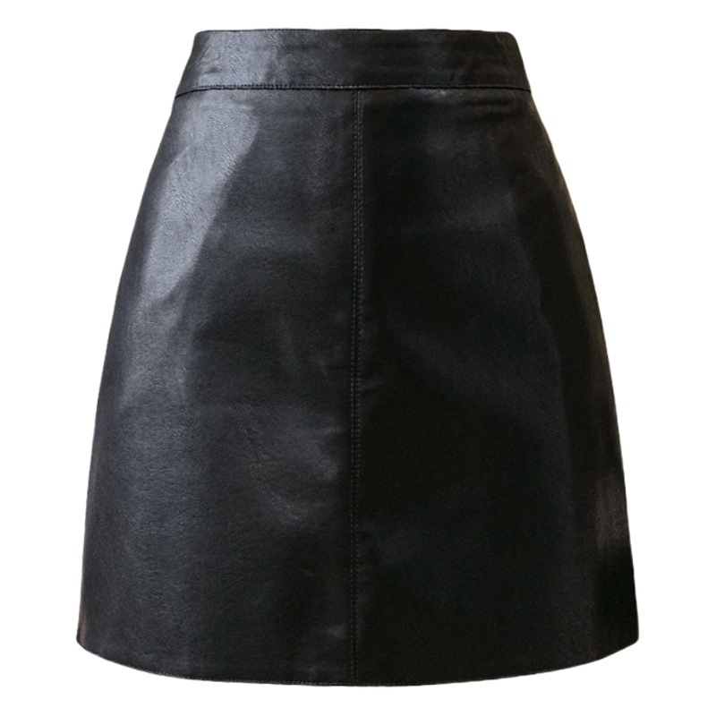 2023 autumn and winter temperament new pu small leather skirt high waist slim A- line skirt women's net red hip step skirt