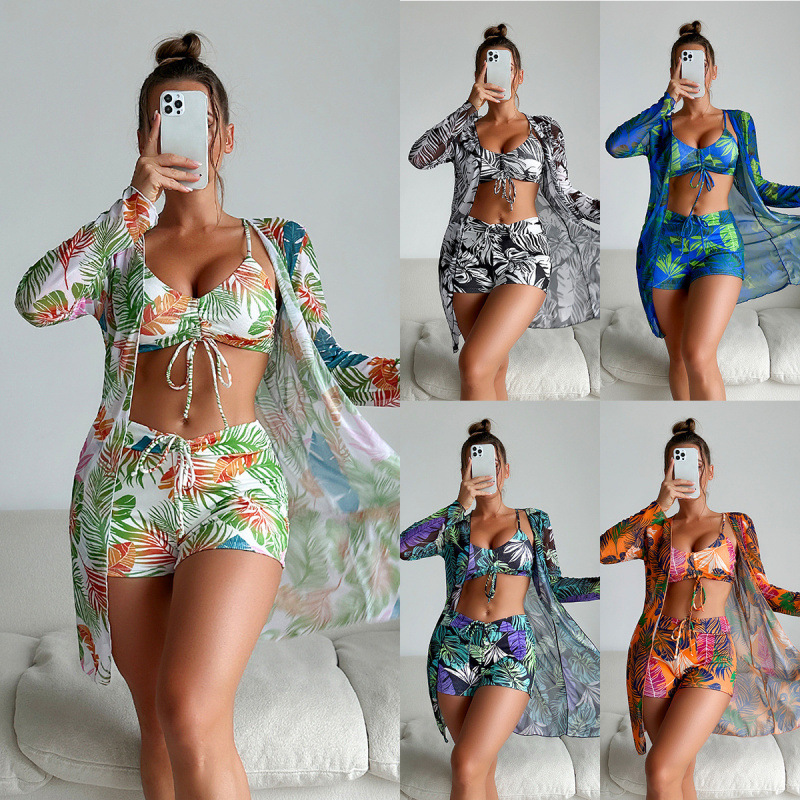 Kaida 2024 New Sexy European and American Multi-color Special Fabric Fashion Bikini BIKINI Three-piece Women's Swimsuit